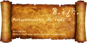 Matyasovszki Árpád névjegykártya
